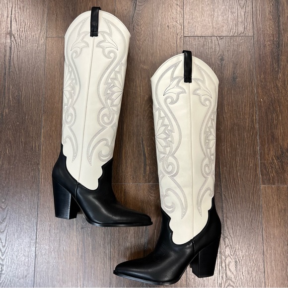 🆕 Steve Madden Lasso boot in black and bone SZ 10 - Picture 2 of 9